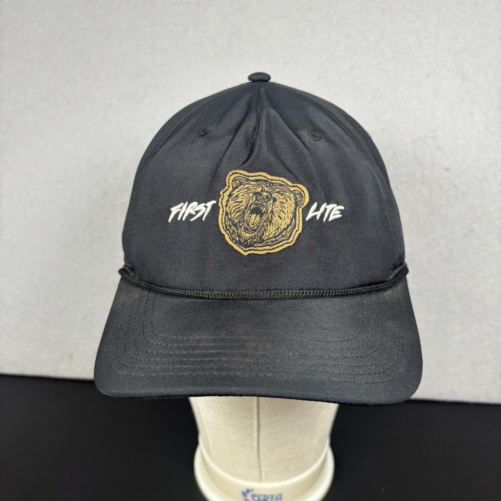First Lite Grizzly Rope Hat Black Hunting Cap Roaring Bear Patch MeatEater